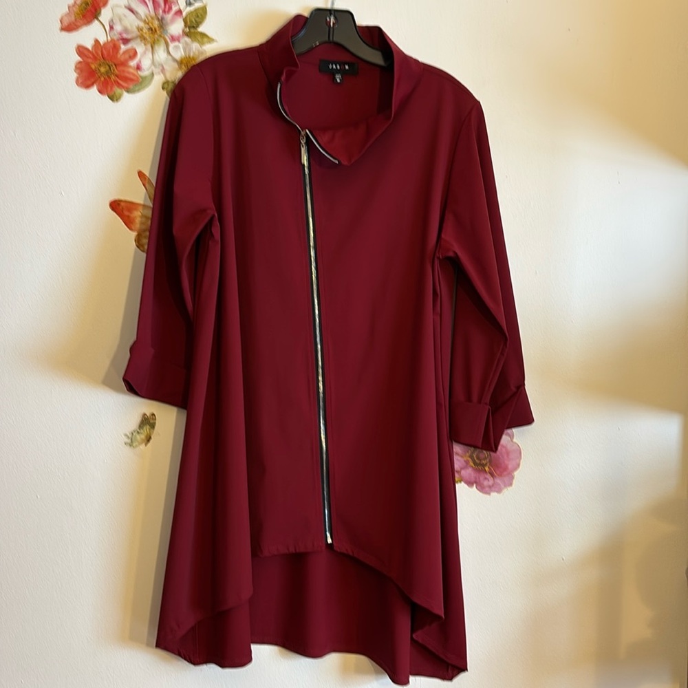 Elegant Burgundy Asymmetrical Blouse